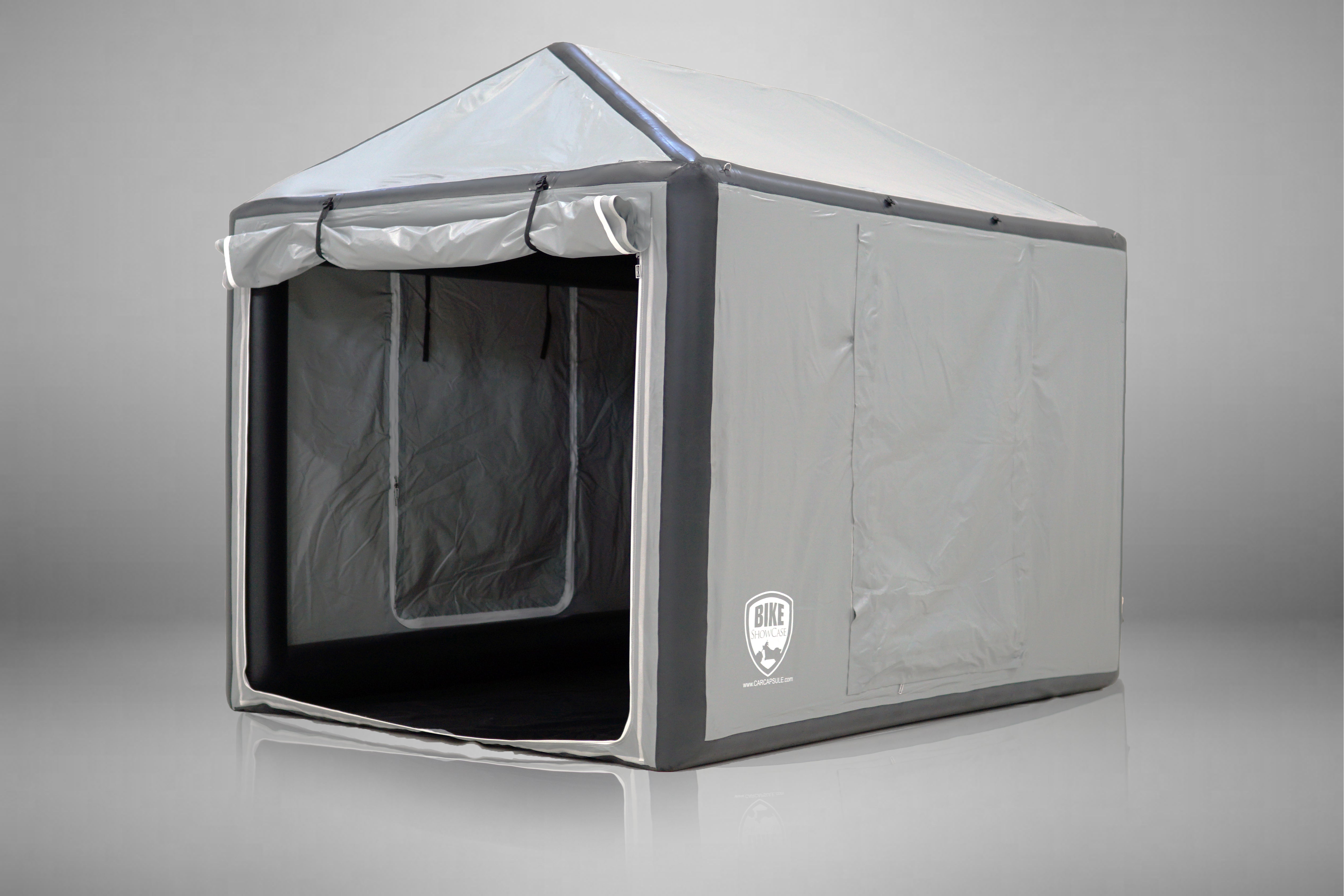 CarCapsule 10 ft Bike ShowCase Outdoor Cover w/ Pitched Roof (9 ft Peak, Dual Bike) - BBSHO10