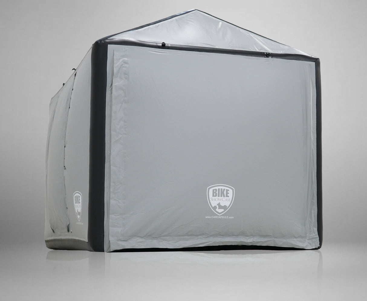CarCapsule 10 ft Bike ShowCase Outdoor Cover w/ Pitched Roof (9 ft Peak, Dual Bike) - BBSHO10