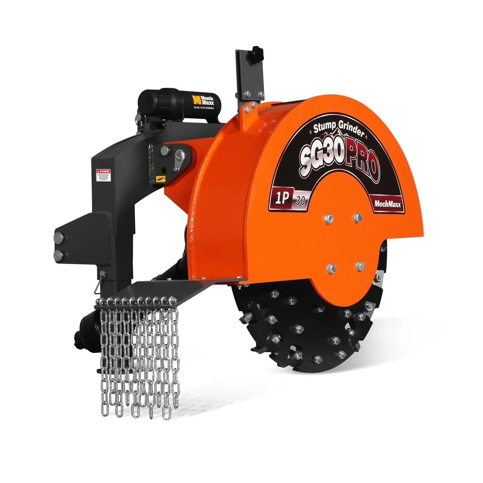 MechMaxx 3-Point PTO Stump Grinder with 30" Flywheel and 44 Carbide Teeth for 40–100HP Tractors, Includes PTO Shaft with Slip Clutch, Model SG30PRO