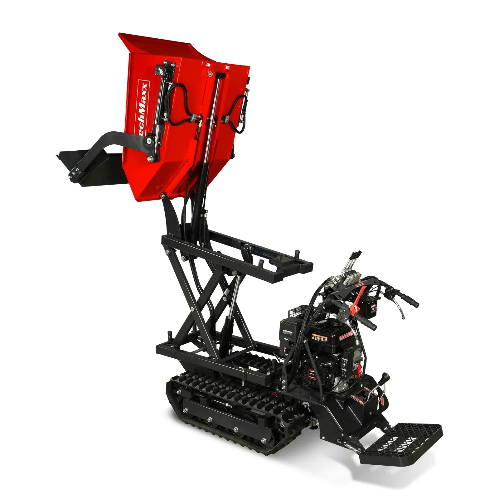 MechMaxx 1100 lb Tracked Dumper with 10HP 302cc Gas Engine, Hydraulic Tipping and Front Shovel, Model D50HTFL