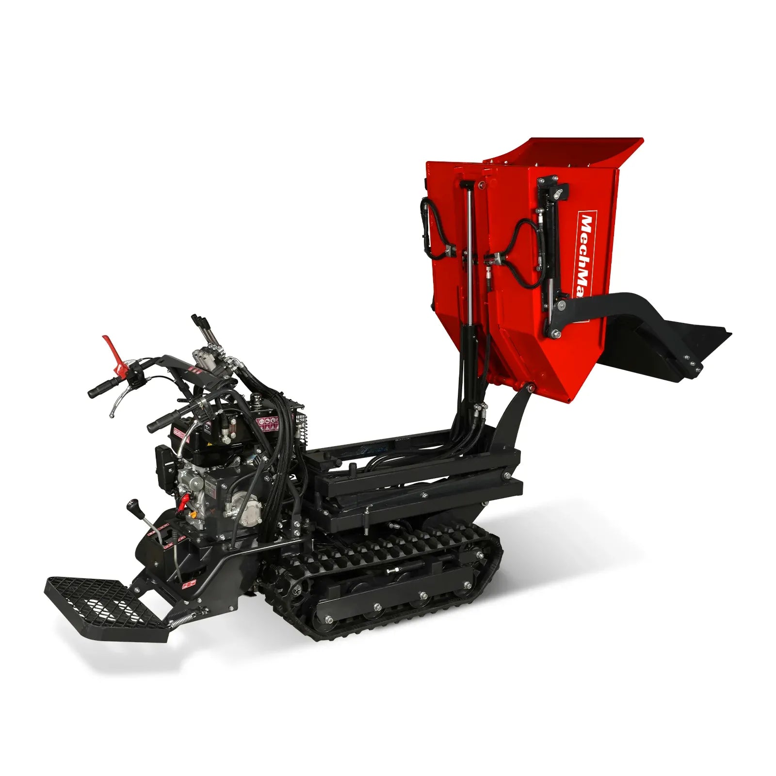 MechMaxx 1100 lb Tracked Dumper with 10HP 302cc Gas Engine, Hydraulic Tipping and Front Shovel, Model D50HTFL