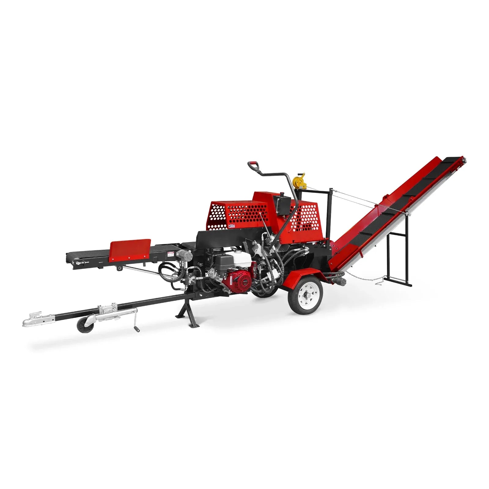 MechMaxx 20 Ton Log Splitter Processor with Conveyor and HONDA GX390 Engine, 24" x 15" Capacity with 18" Chainsaw, Model HLS20