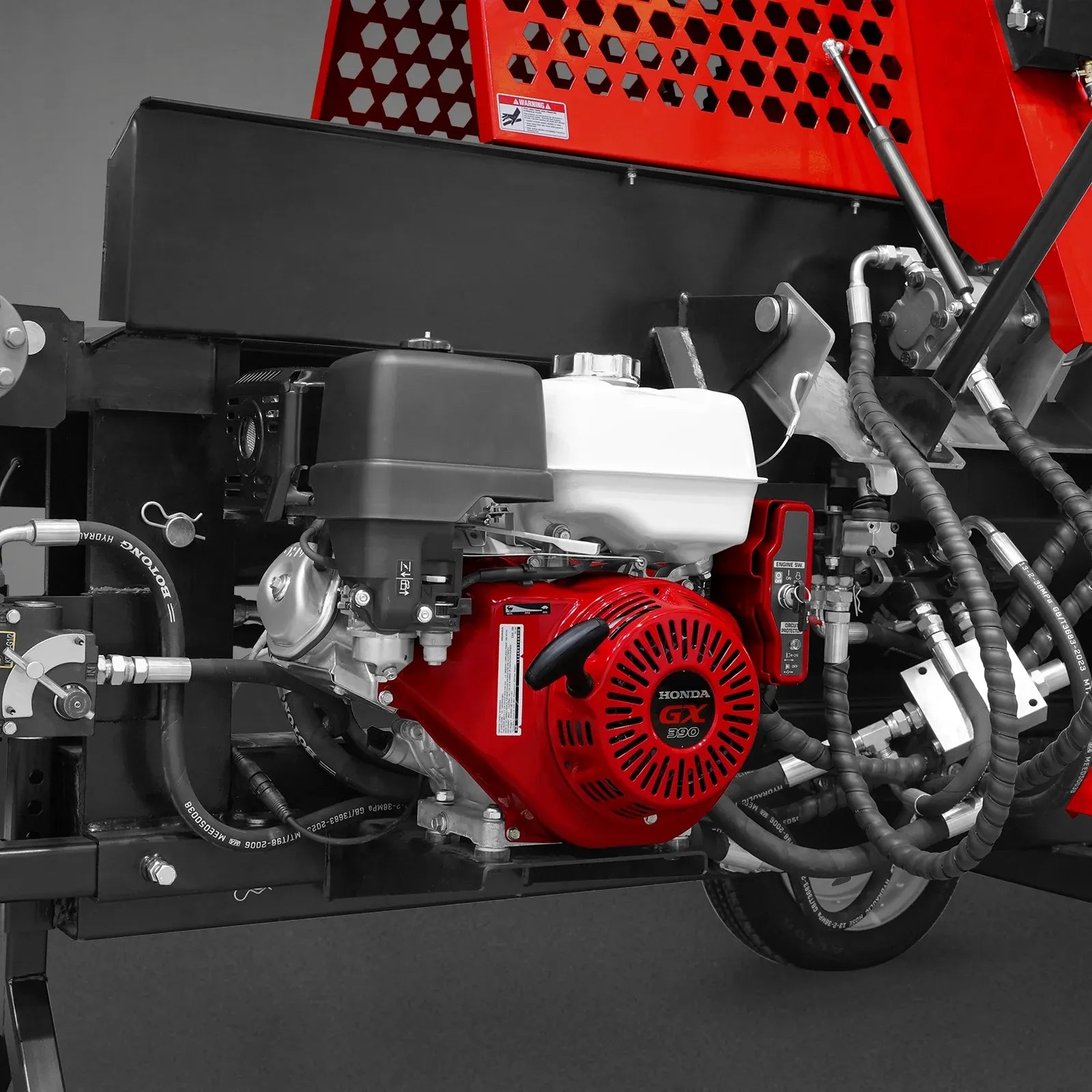 MechMaxx 20 Ton Log Splitter Processor with Conveyor and HONDA GX390 Engine, 24" x 15" Capacity with 18" Chainsaw, Model HLS20