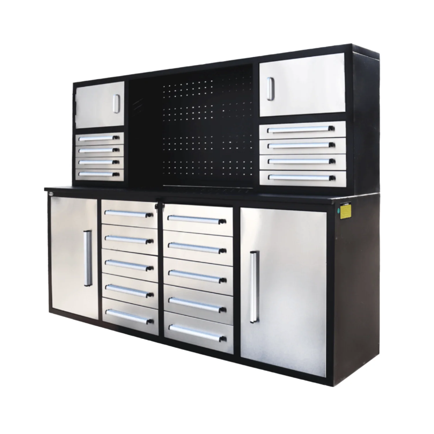 Chery Industrial 7 ft Garage Workbench Cabinet (18 Drawers & 4 Cabinets & Pegboard) - WW000204