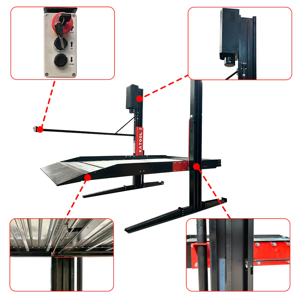 Katool KT-P2700 6,600 lb 2-Post Parking Lift for Home Garage Storage