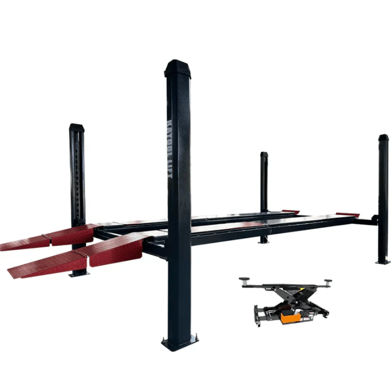 Katool KT-4H120X 12,000 lb Heavy-Duty 4-Post Car and Truck Lift with Rolling Jack