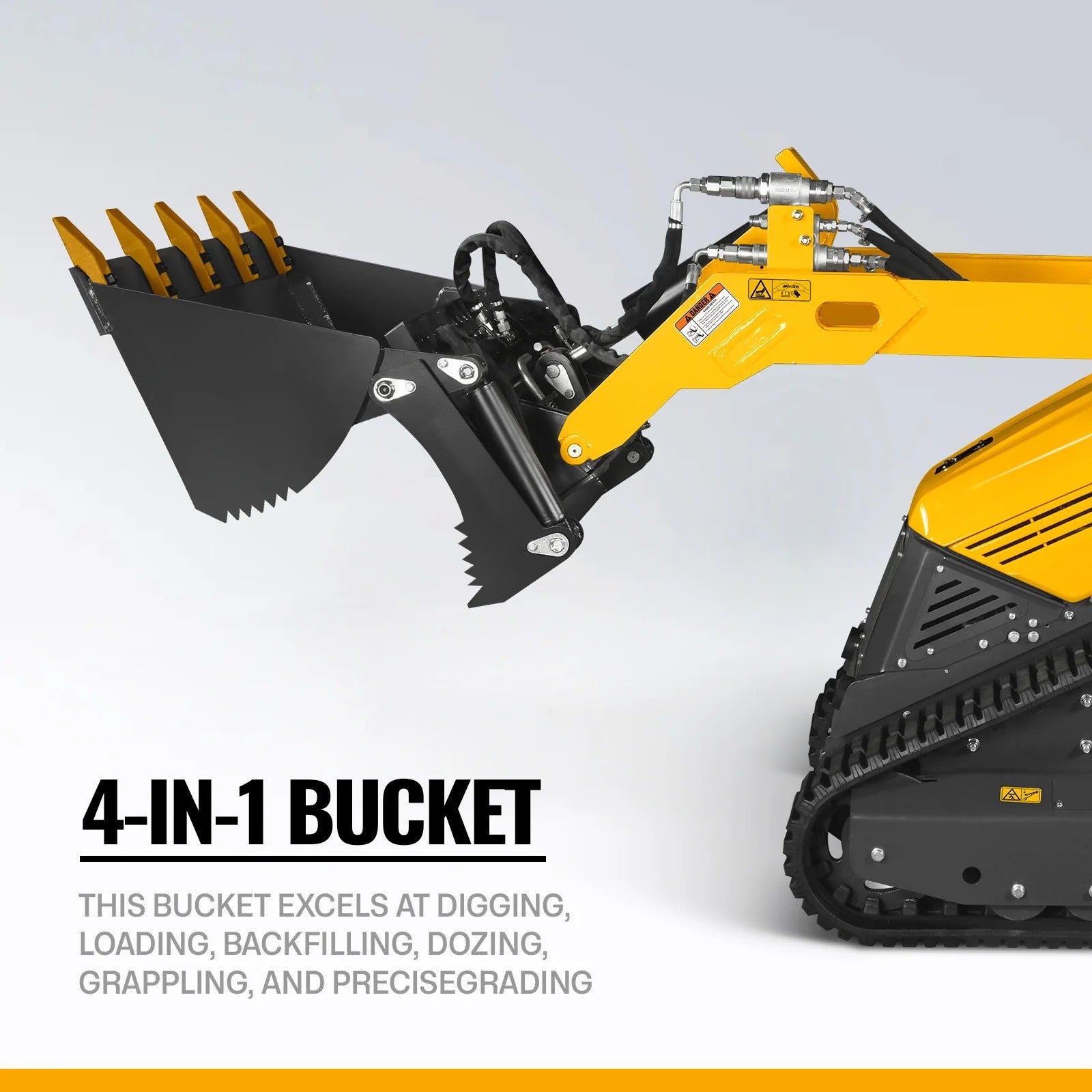 MechMaxx 25HP KUBOTA D1105 Diesel Stand-On Mini Skid Steer Track Loader with 4-in-1 Bucket, Model STL1000