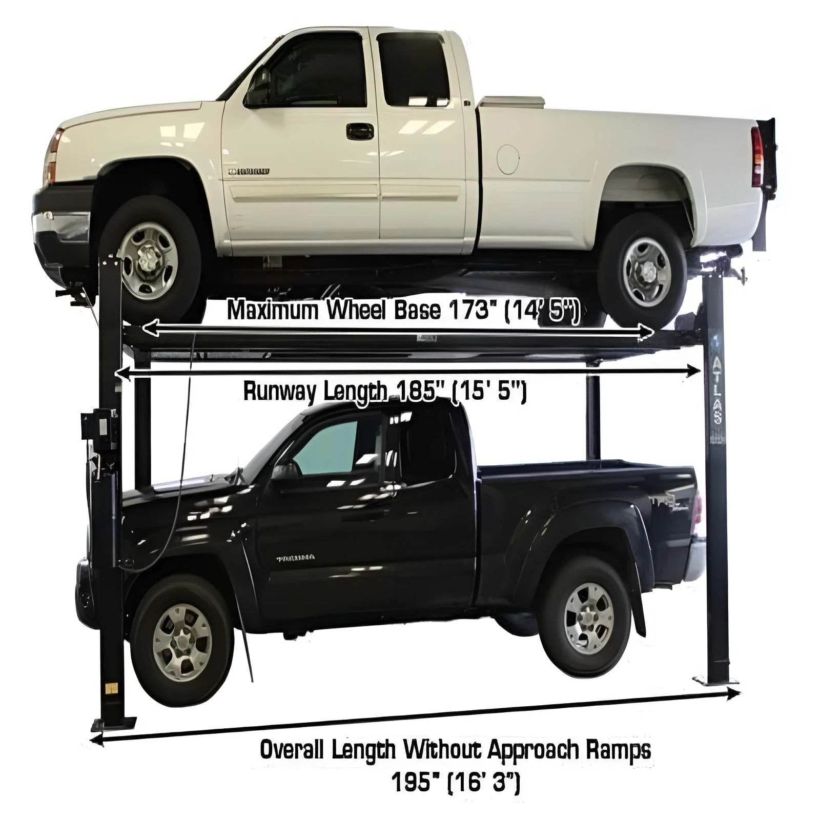 Atlas Garage PRO 8000EXT-L 4-Post Lift – 8,000 lb Extra Tall & Extra Long