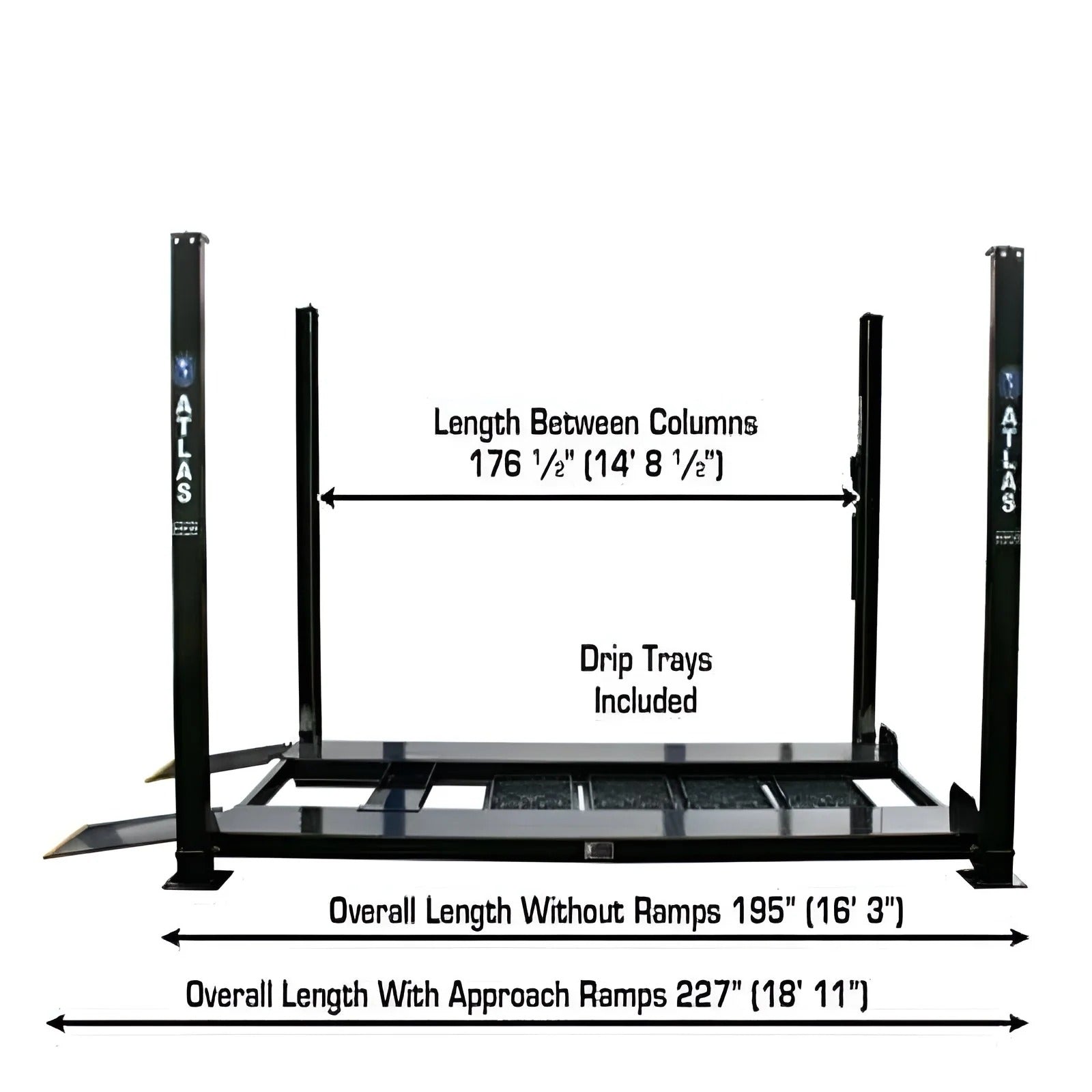 Atlas Garage PRO 8000EXT-L 4-Post Lift – 8,000 lb Extra Tall & Extra Long