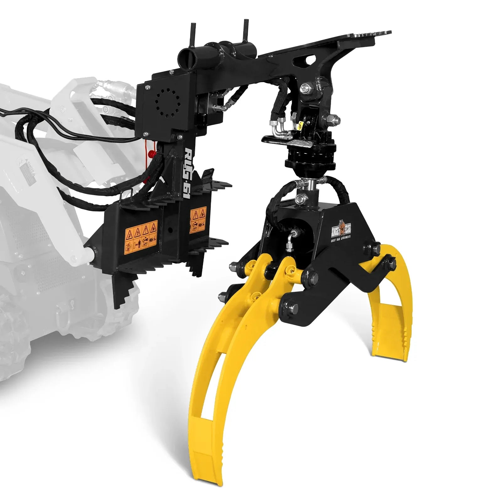 MechMaxx 59" Hydraulic Rotating Log Grapple Attachment for Mini Skid Steer with 1500 lb Lift Capacity and 360° Rotation