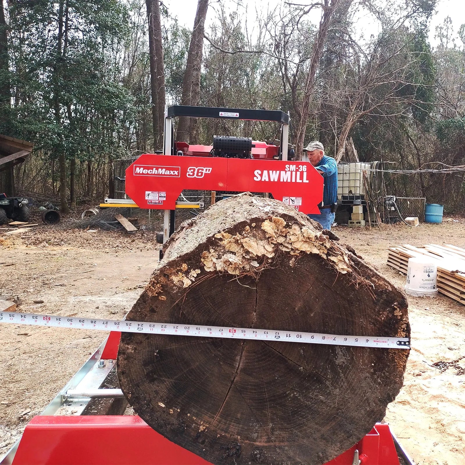 MechMaxx 36" MAX Portable Sawmill with 25HP 750cc ZONSEN V-Twin Engine, 35" Board Width, 20' Track Length with 10 Blades Included, Model SM-36MAX