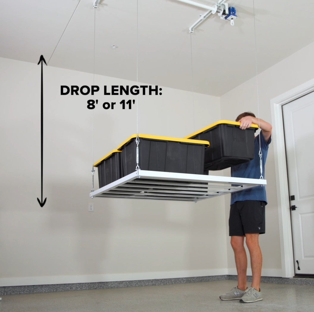 EZ Garage Storage E-Z Lift 4 ft x 4 ft Overhead Storage Lift 8 ft Drop 400 lb - R4X4