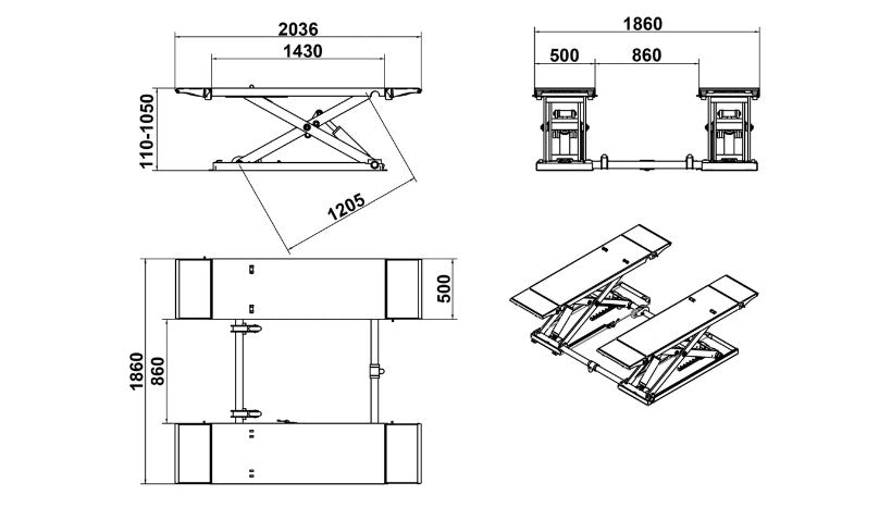 Katool KT-X85 8,000 lb Electric Mid-Rise Scissor Lift for Auto Shops