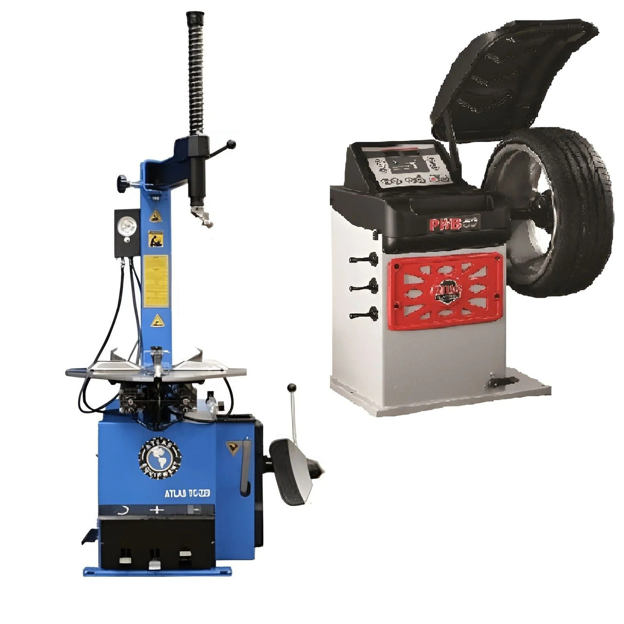 Atlas TC229 Rim Clamp Tire Changer and Platinum PWB50 Wheel Balancer Combo