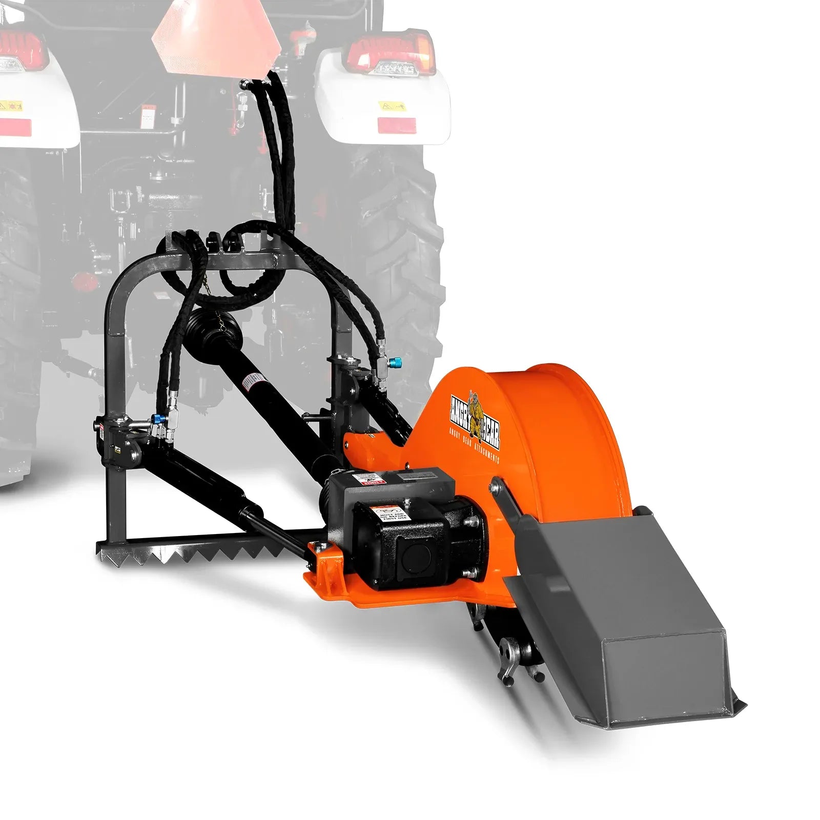 MechMaxx 24" Cutting Wheel Hydraulic Cylinder Stump Grinder for 35–60HP Tractors, Includes PTO Shaft with Slip Clutch, Model TSG61