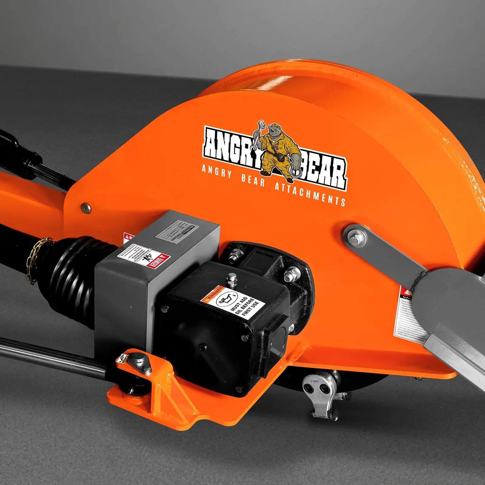 MechMaxx 24" Cutting Wheel Hydraulic Cylinder Stump Grinder for 35–60HP Tractors, Includes PTO Shaft with Slip Clutch, Model TSG61
