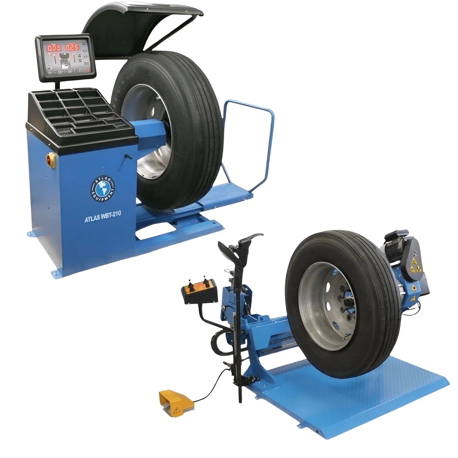 Atlas TC305A Automatic Truck Tire Changer and WBT210 Heavy-Duty Wheel Balancer Combo