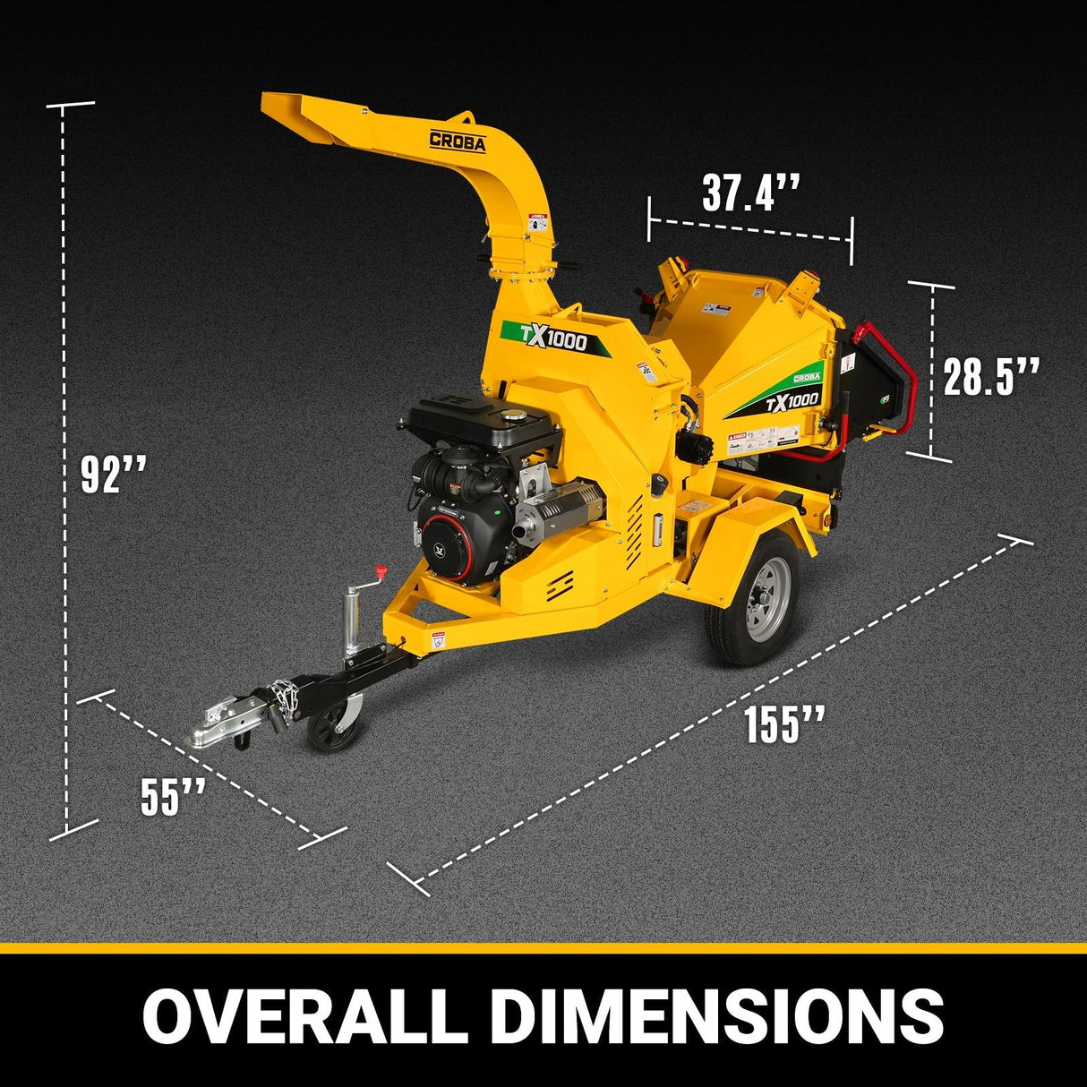 MechMaxx 8" 35HP 1000cc ZONSEN Commercial Hydraulic Wood Chipper, Model TX1000