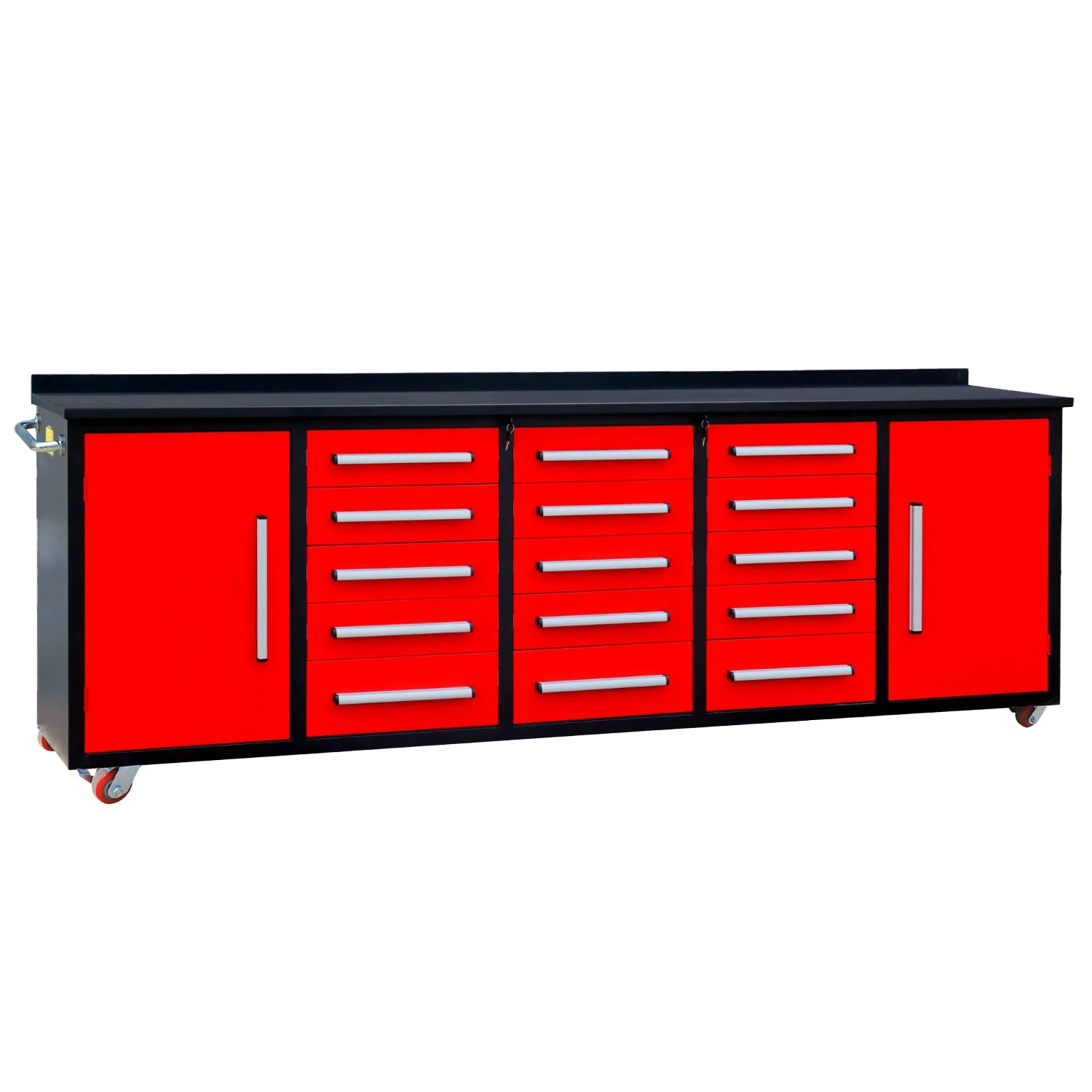 Chery Industrial 15-Drawer Storage Workbench with Wheels 10FT - SUIWB10152BLAC