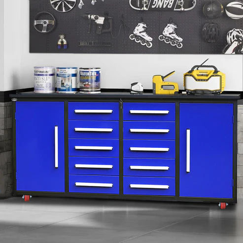 Chery Industrial 7ft 10-drawer Storage Workbench with Wheels - SUIWB07102RDAC