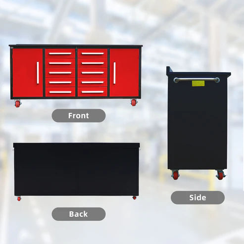 Chery Industrial 7ft 10-drawer Storage Workbench with Wheels - SUIWB07102RDAC