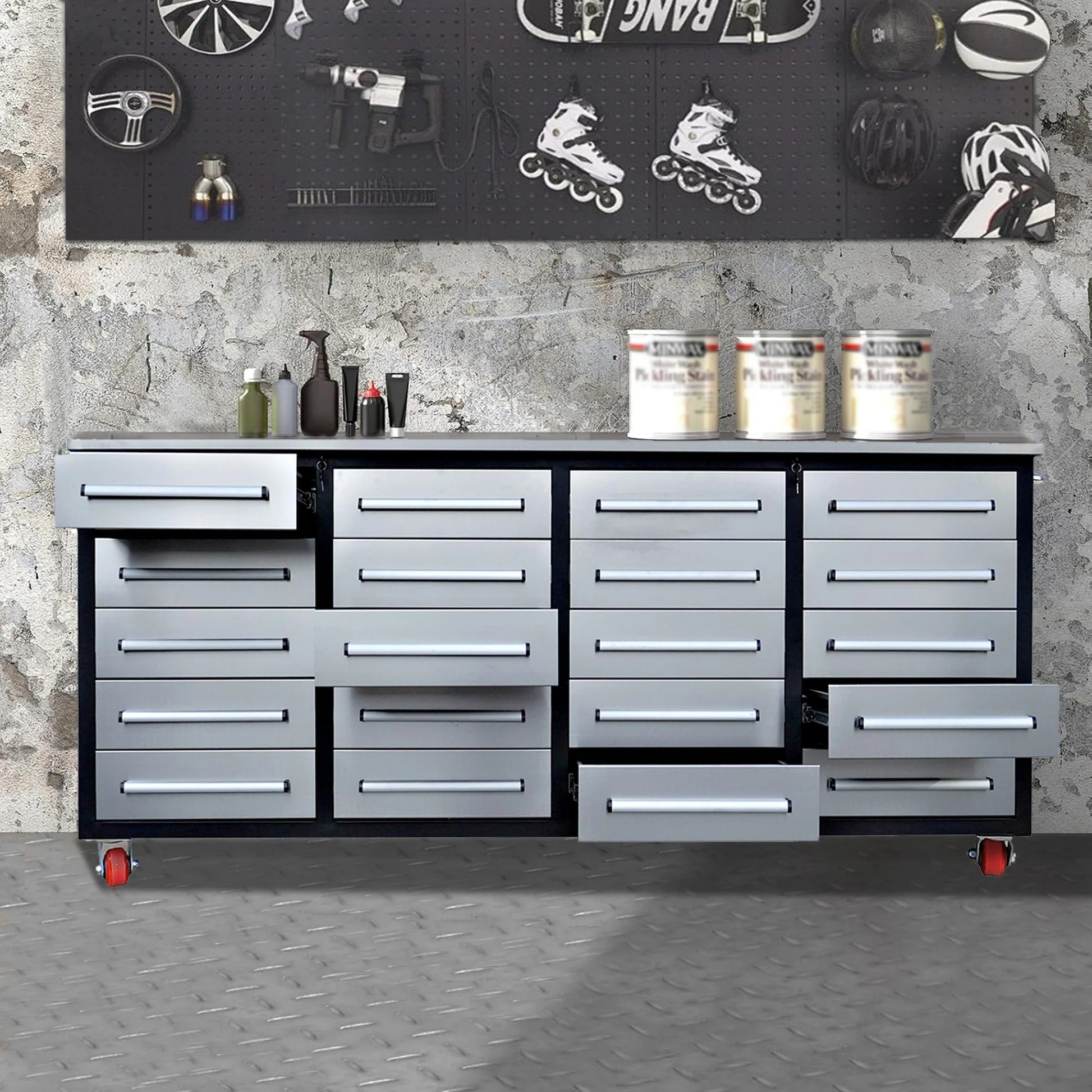 Chery Industrial 7ft 20-Drawer Storage Workbench with Wheels - SUIWB0720RDAC
