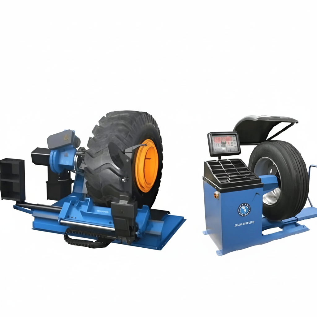 Atlas TC306 Automatic Super Duty Truck Tire Changer and WBT210 Heavy-Duty Wheel Balancer Combo