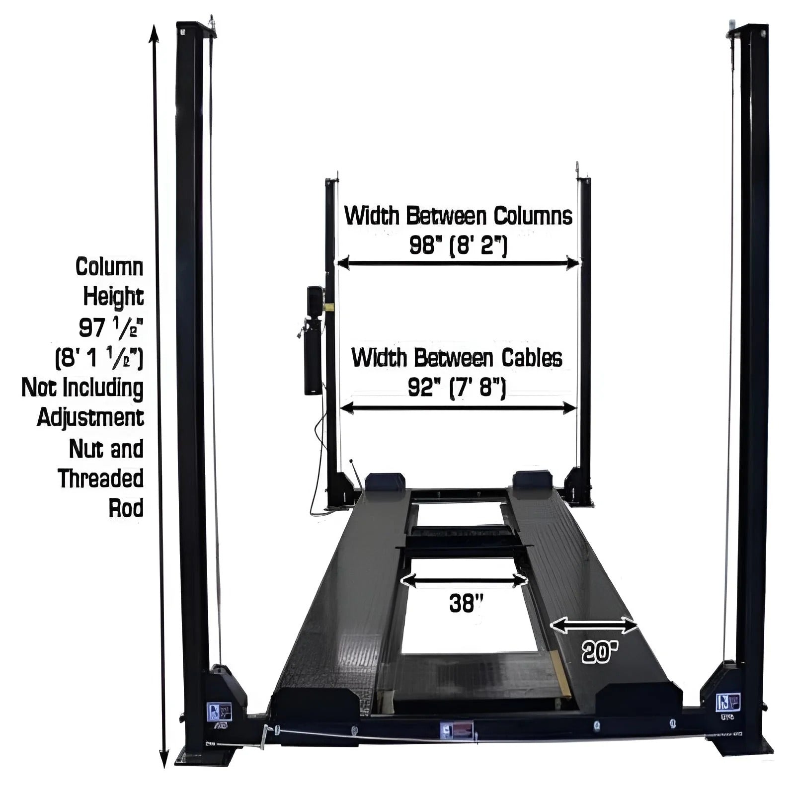 Atlas PRO8000EXT-L 8,000 lb 4-Post Lift with Dual RJ35 Sliding Bridge Jacks Combo