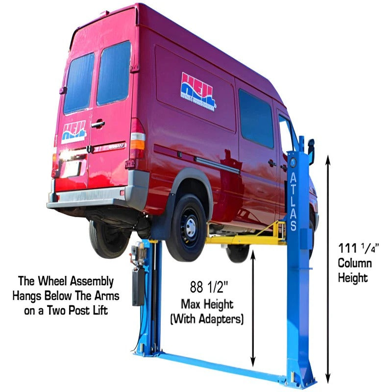 Atlas BP12000X 12,000 lb Baseplate 2-Post Lift – Heavy-Duty Low Ceiling Commercial Lift