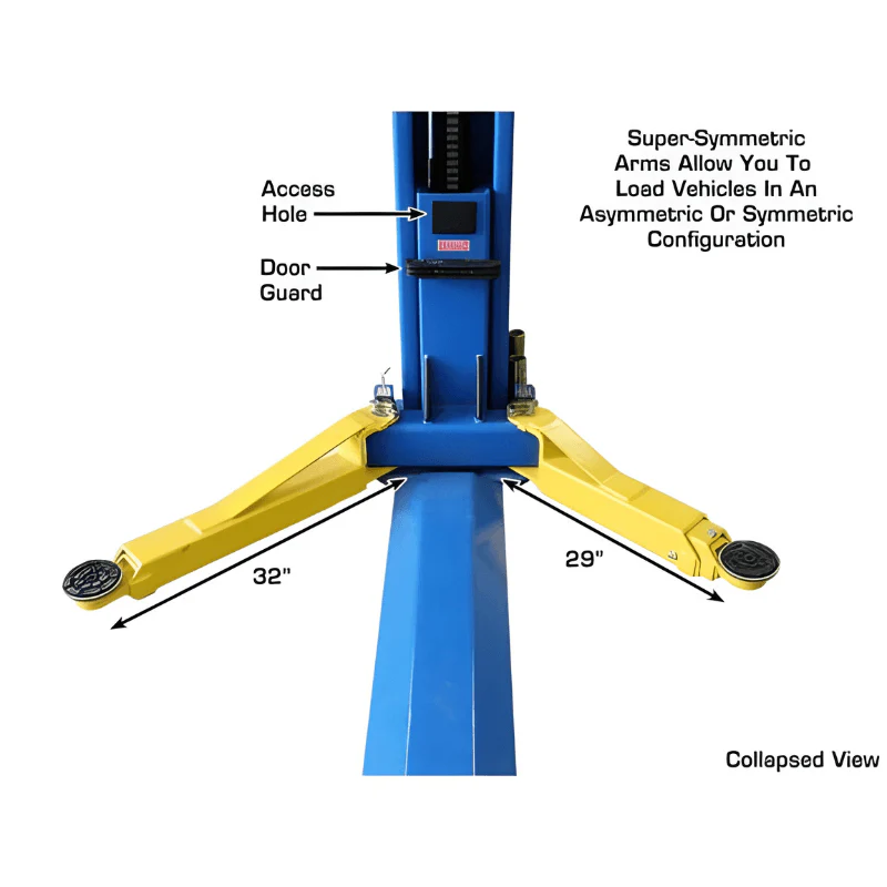 Atlas BP8000 8,000 lb Baseplate 2-Post Lift – Low Ceiling Garage Solution