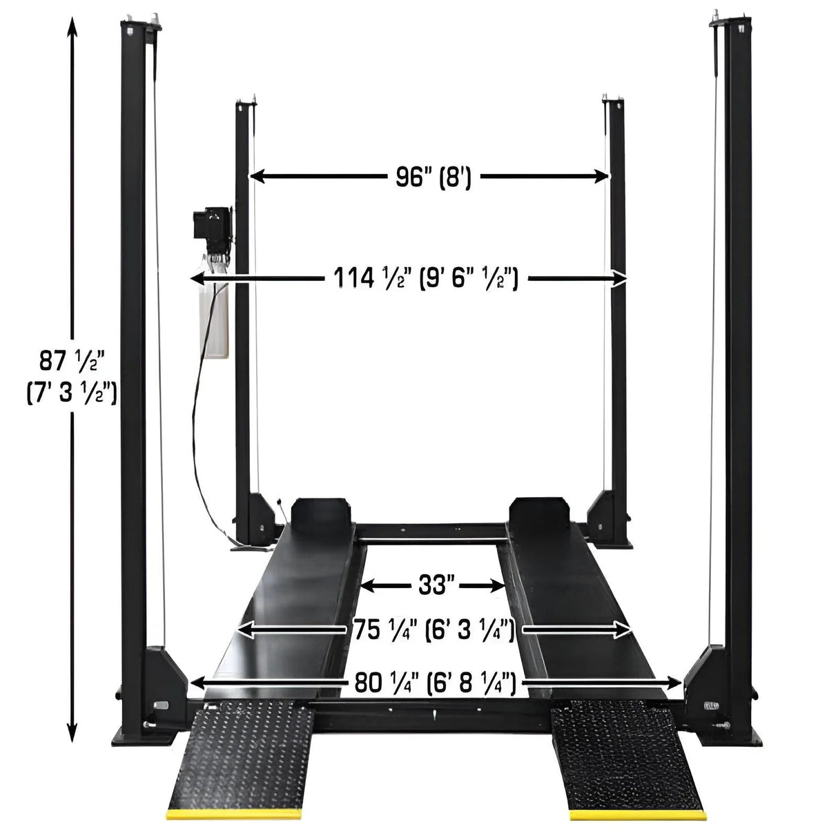 Atlas APEX8 ALI Certified 8,000 lb 4-Post Lift with Dual RJ35 Sliding Bridge Jacks Combo