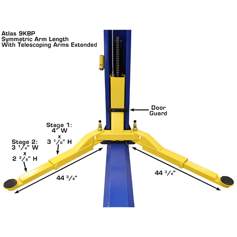 Atlas 9KBPX 9,000 lb Baseplate 2-Post Vehicle Lift
