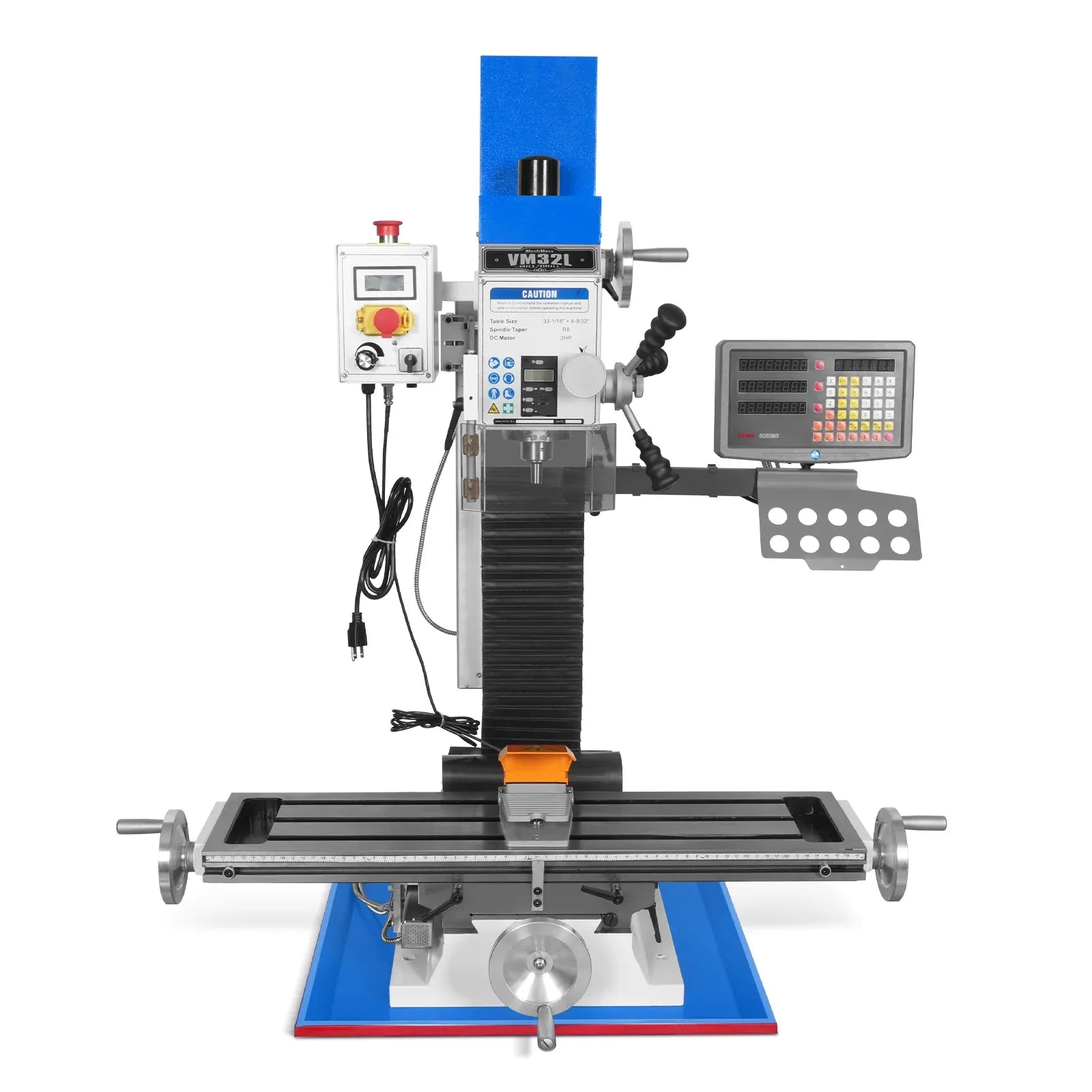 MechMaxx 8x33 Industrial Benchtop Mill Drill Machine with DRO, Model VM32LD