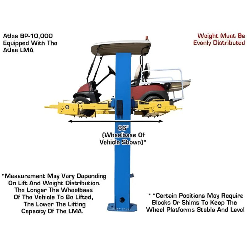 Atlas 9OHSC Overhead 2-Post Lift with Lawn Mower Adapter Combo