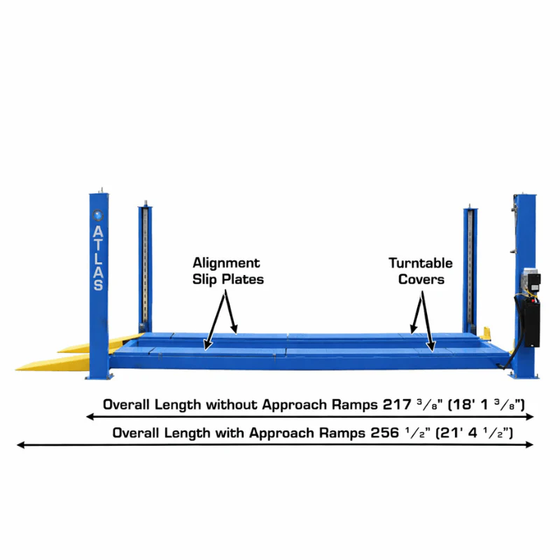 Atlas 414A 14,000 lb 4-Post Alignment Lift with RJ8 Rolling Jacks Combo