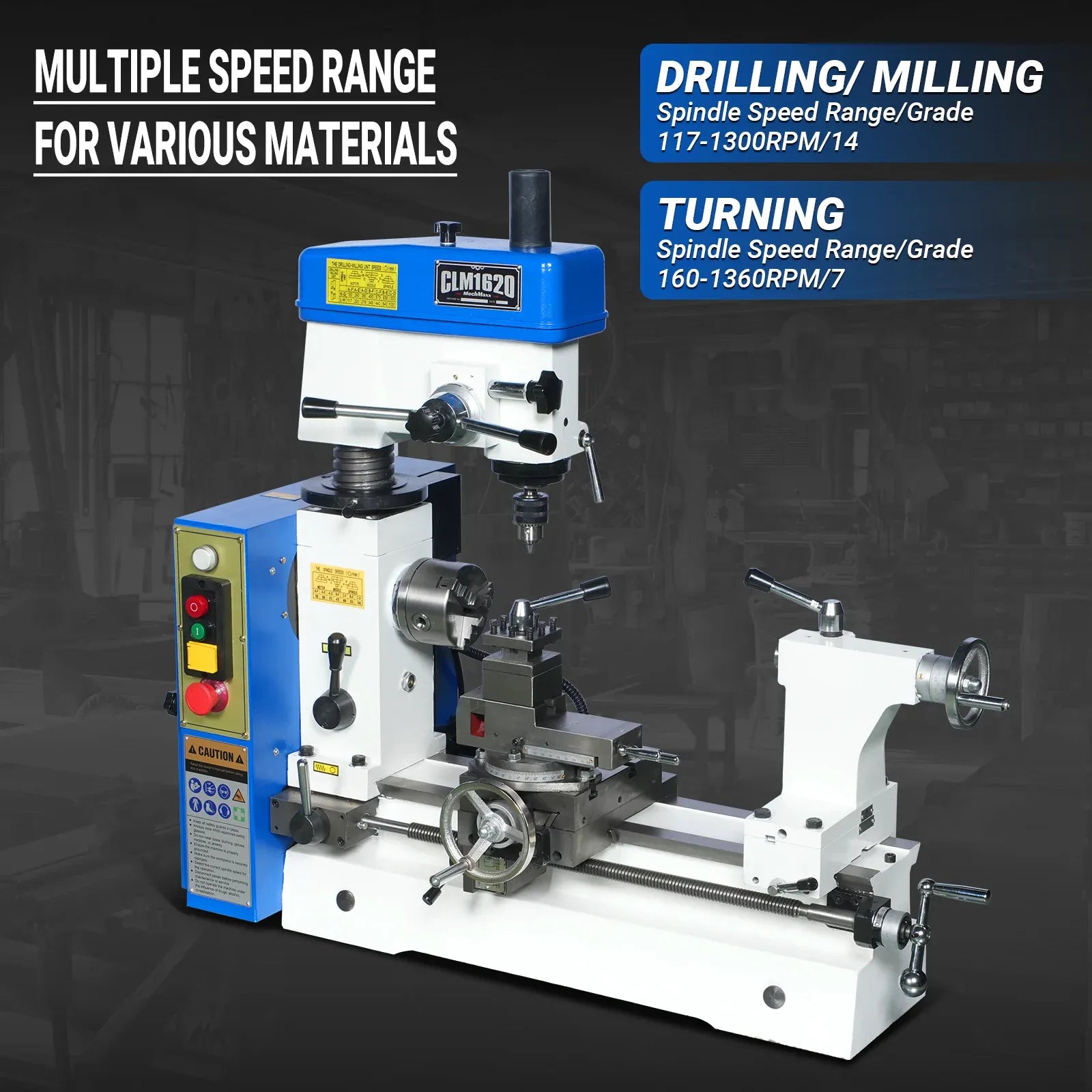 MechMaxx 16x20 Multi-Function Lathe Milling Machine Head, Model CLM1620