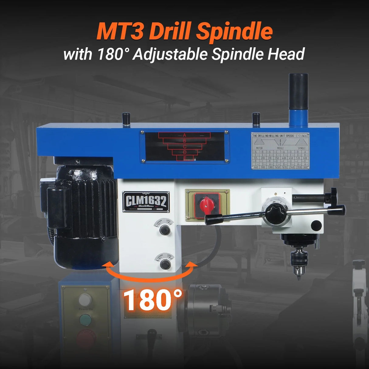 MechMaxx 16x32 Multi-Function Lathe Milling Machine Head, Model CLM1632