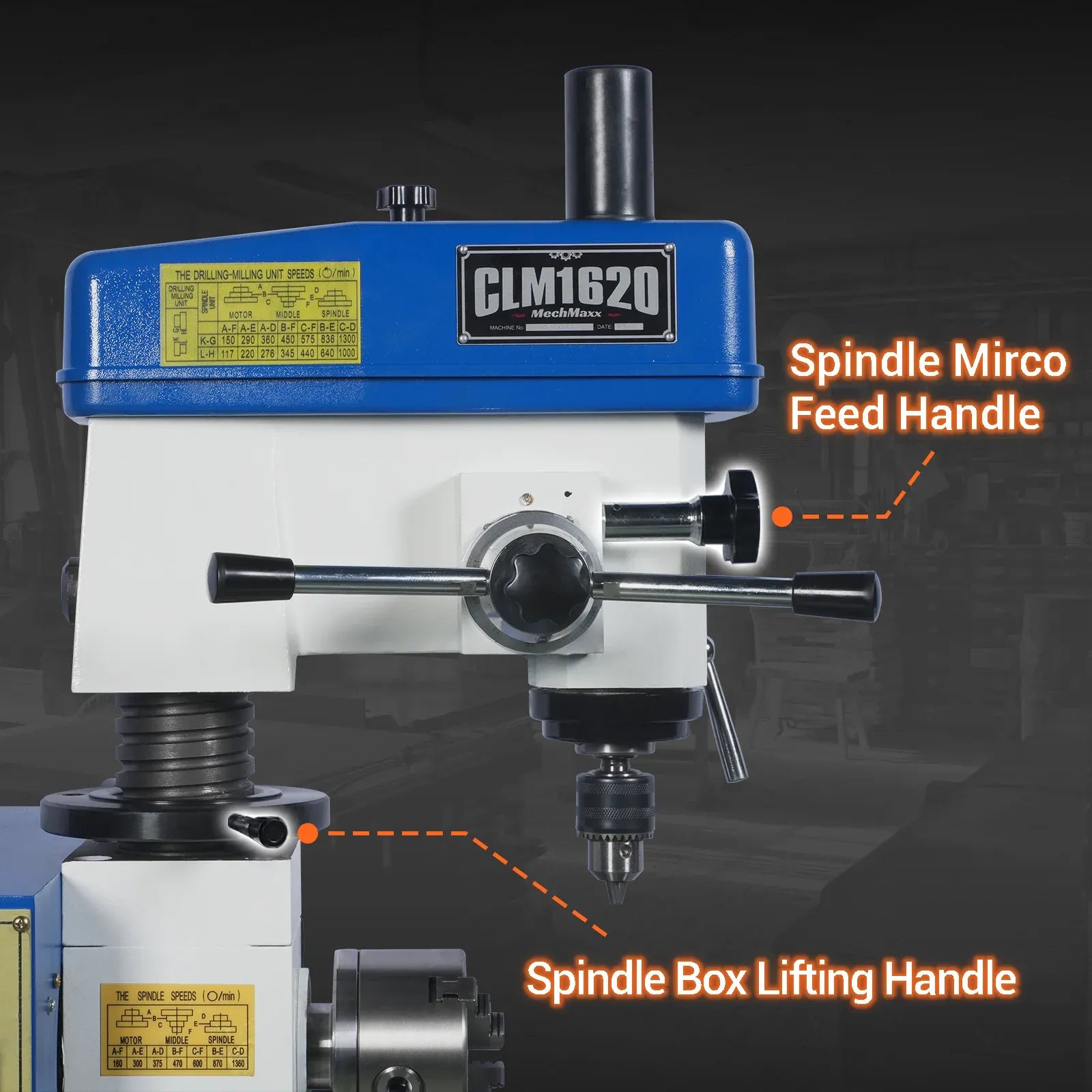 MechMaxx 16x20 Multi-Function Lathe Milling Machine Head, Model CLM1620