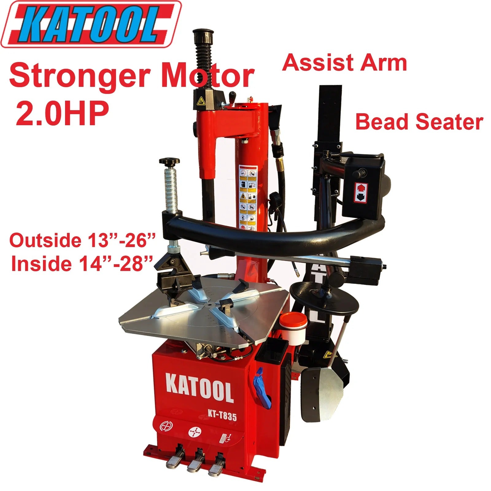 Katool KT-T835 Tire Changer with Single Assist Arm for 12"-28" Rims