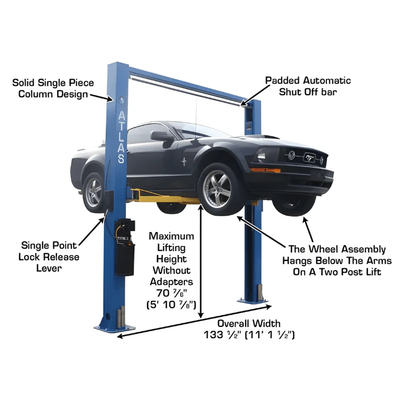 Atlas 9OHSC Overhead 2-Post Lift with Lawn Mower Adapter Combo