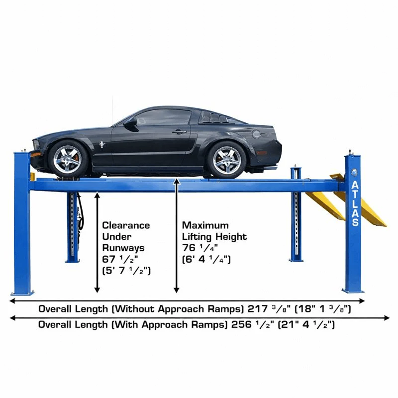 Atlas 414A 14,000 lb 4-Post Alignment Lift with RJ8 Rolling Jacks Combo