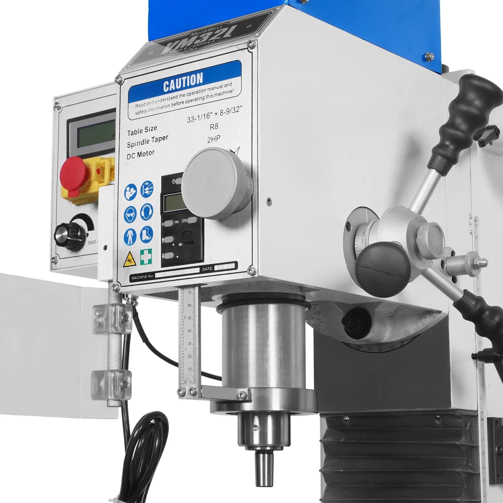 MechMaxx 8x33 Industrial Benchtop Mill Drill Machine with DRO, Model VM32LD
