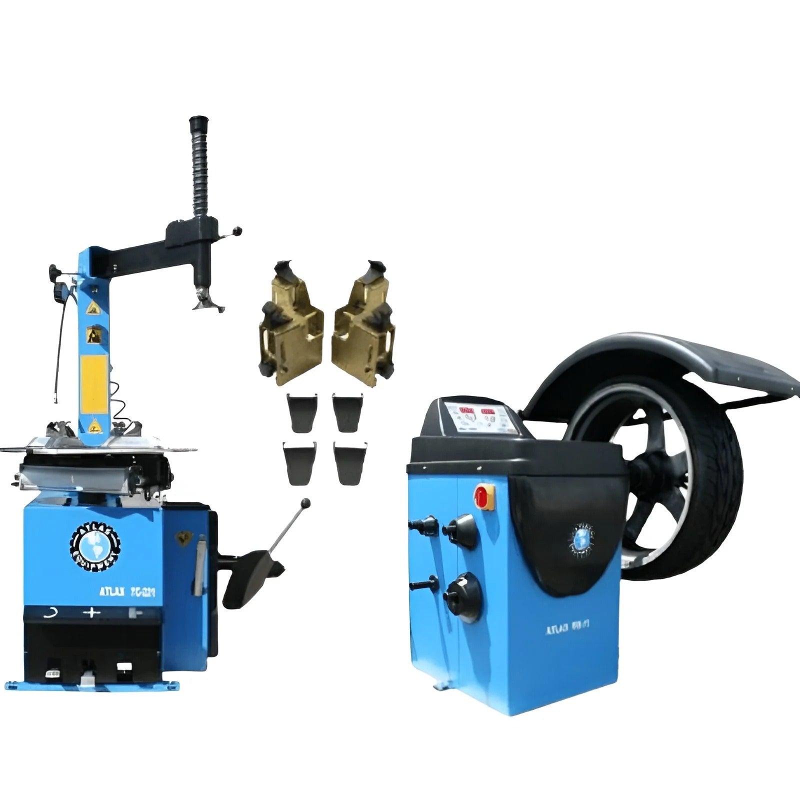 Atlas TC221 Tire Changer and WB11 Motorcycle Wheel Balancer Combo Package with Adapters