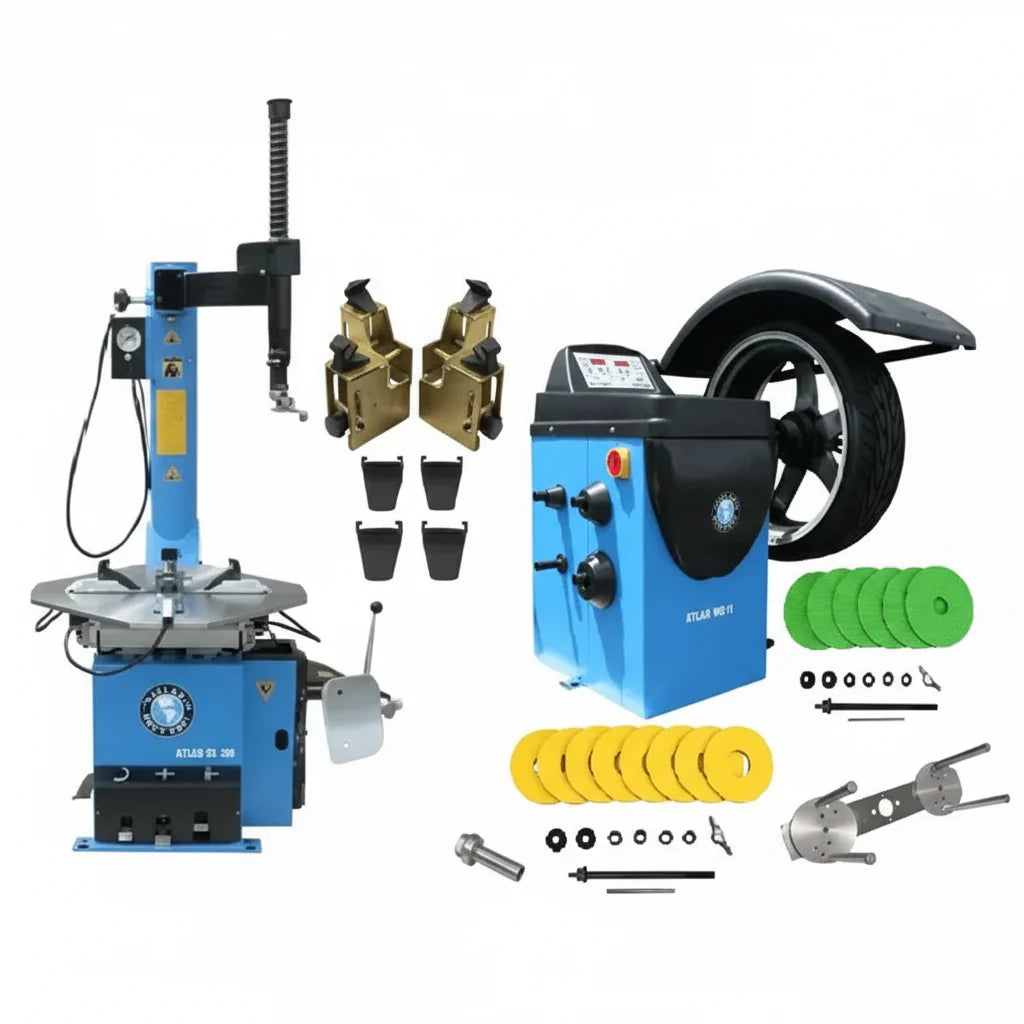 Atlas TC289 Motorcycle Tire Changer with WB11 Wheel Balancer Deluxe Combo