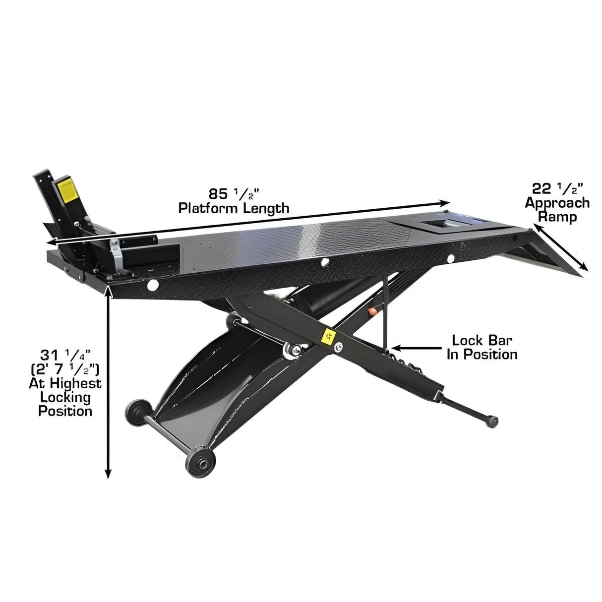 Atlas ACL Air-Operated Motorcycle Lift with Roller Plate and 1,000 lb Capacity