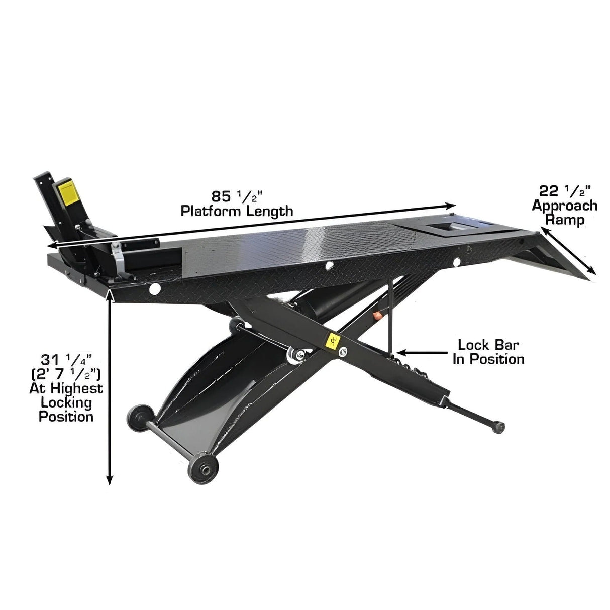 Atlas ACL Air-Operated Motorcycle Lift with Roller Plate and 1,000 lb Capacity