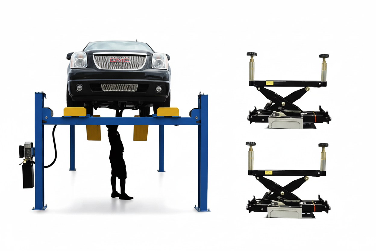 Atlas 414A 14,000 lb 4-Post Alignment Lift with RJ8 Rolling Jacks Combo