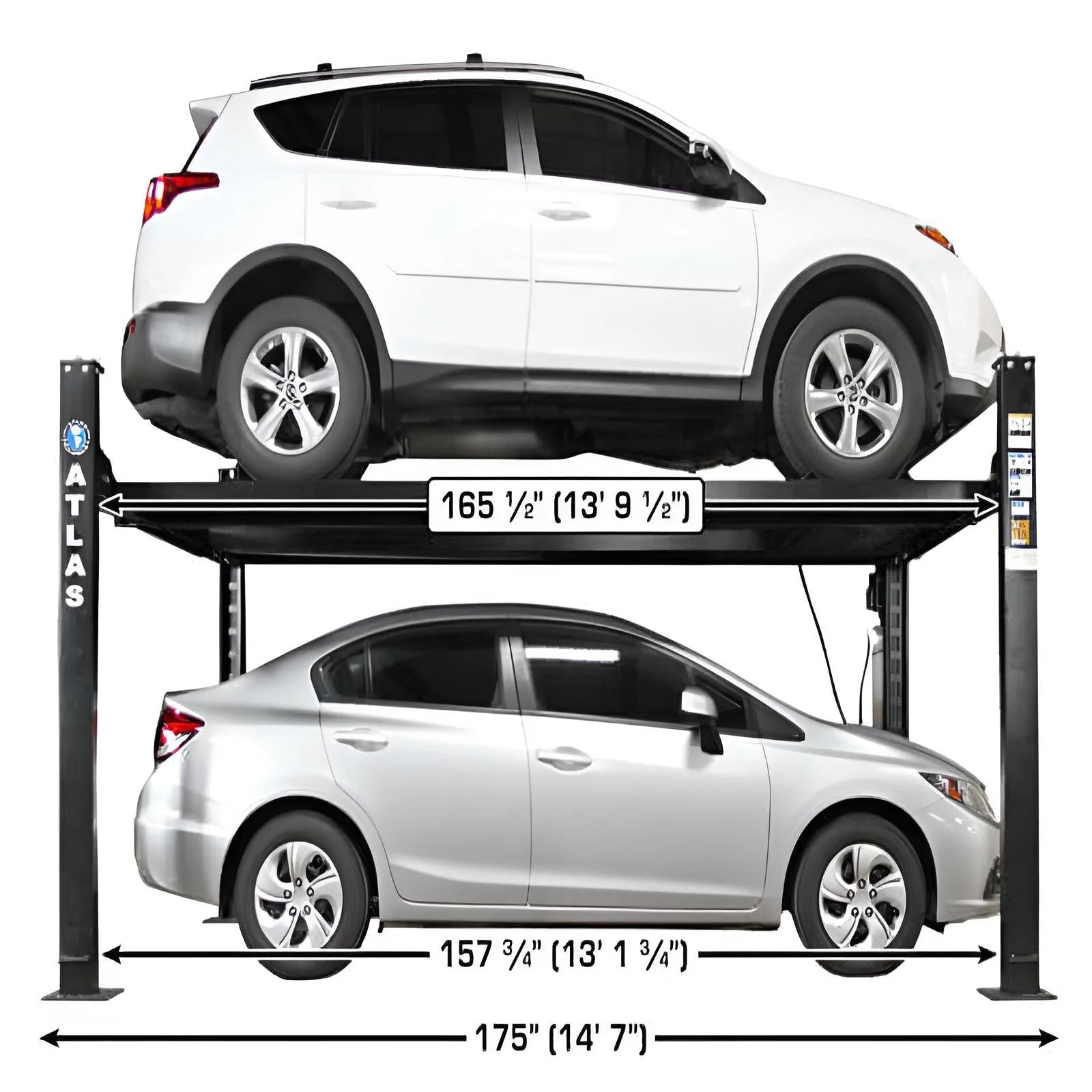 Atlas APEX 8 ALI Certified 8,000 lb 4-Post Lift – Heavy-Duty Garage Storage Lift