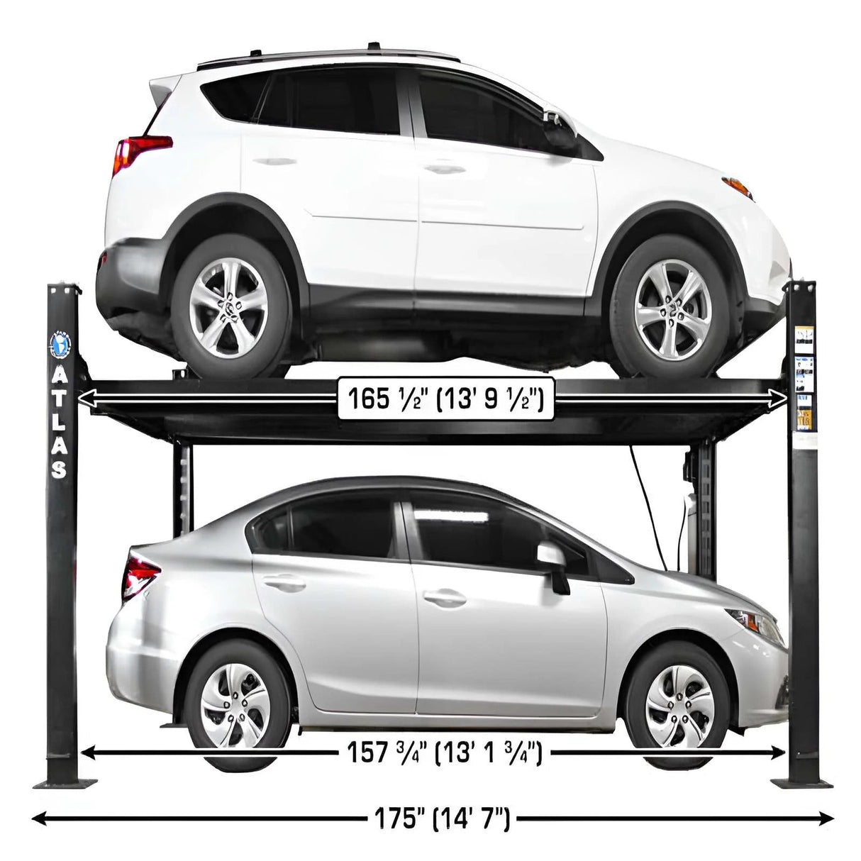 Atlas APEX 8 ALI Certified 8,000 lb 4-Post Lift – Heavy-Duty Garage Storage Lift