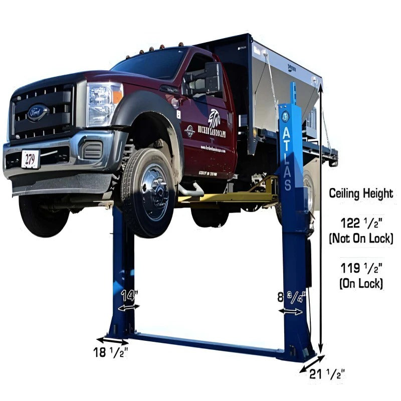 Atlas BP12000X 12,000 lb Baseplate 2-Post Lift – Heavy-Duty Low Ceiling Commercial Lift